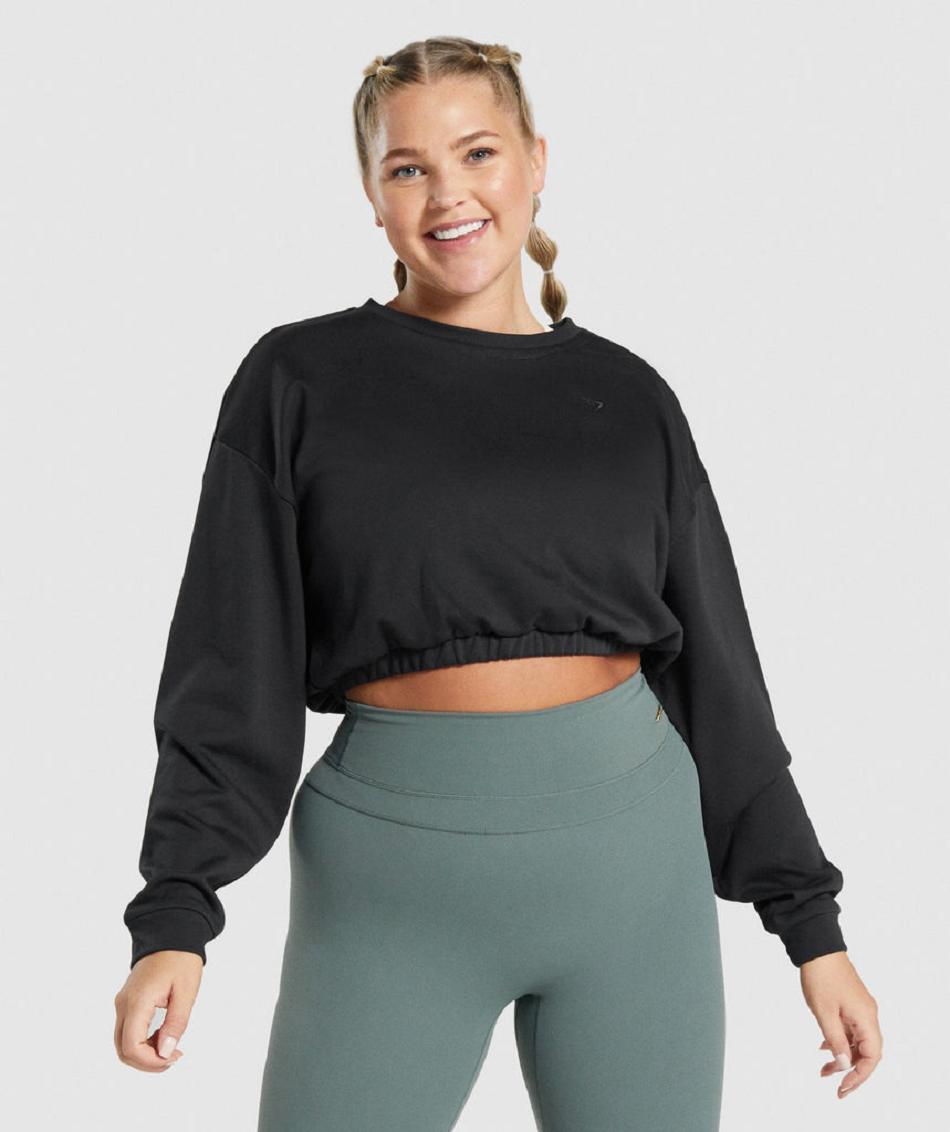 Correr Con Capucha Gymshark Whitney Cropped Pullover Mujer Negras | CO 2598DFM